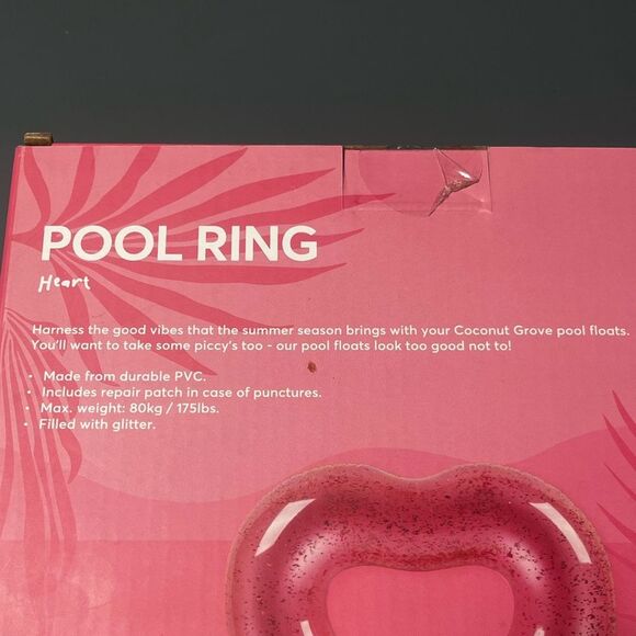 Coconut Grove Heart Shaped Glitter Pool Float Ring (4ft Wide) - Picture 3 of 4